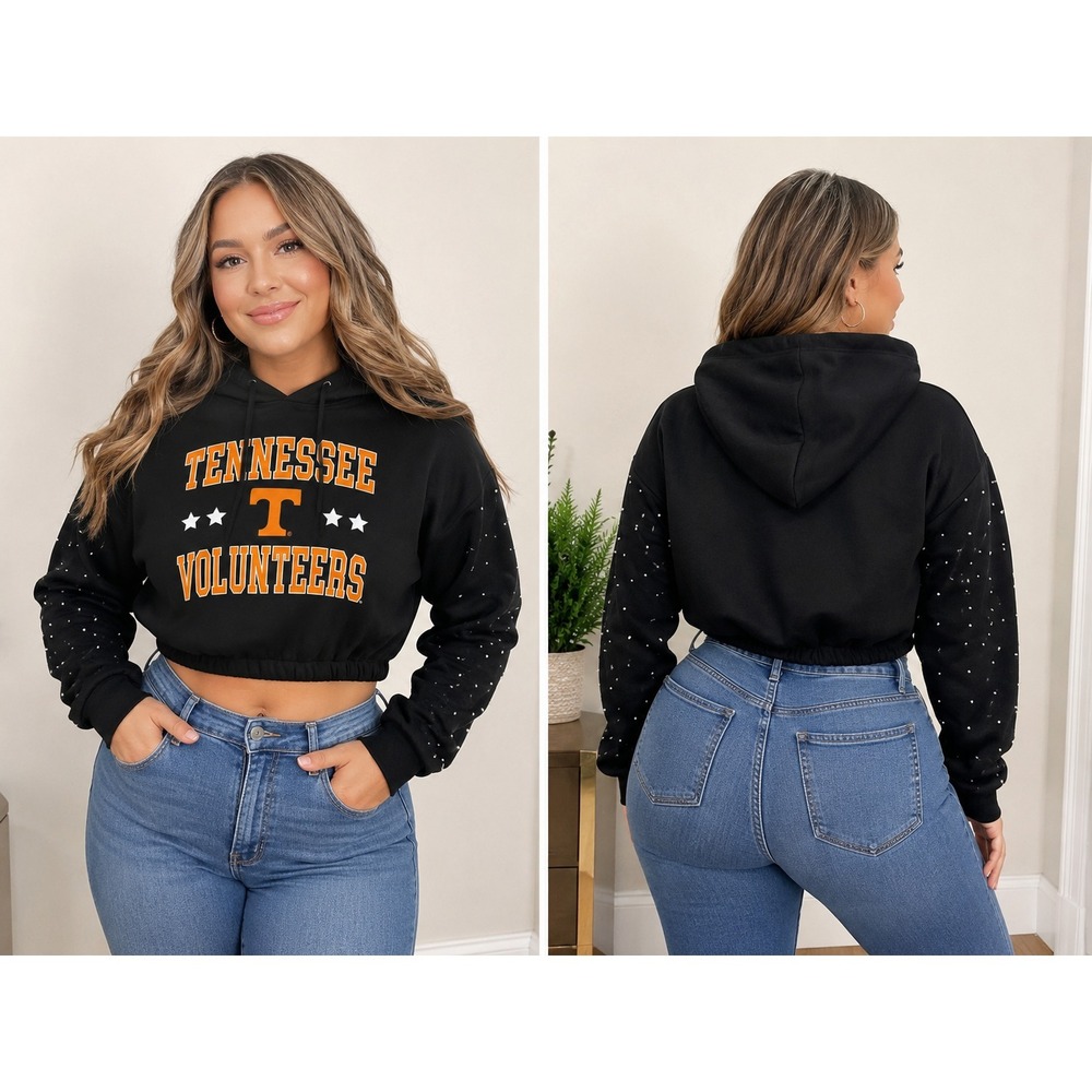 Tennessee Volunteers Game Day Couture Studded Cropped Hoodie Women's Large NWOT